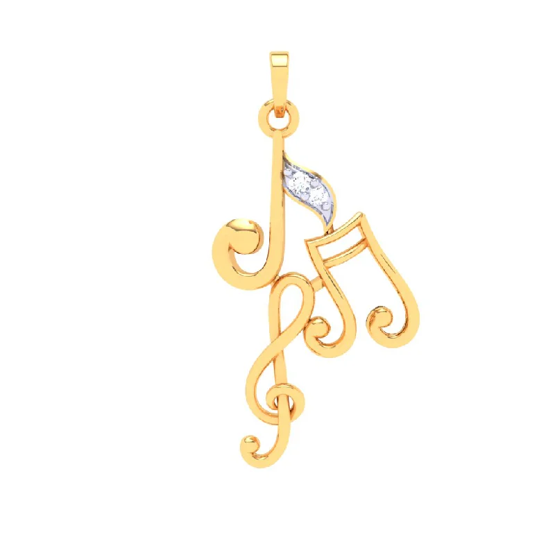 Twisted metal necklace-18KT Three Musical Note Gold Pendant From Diamond Collection