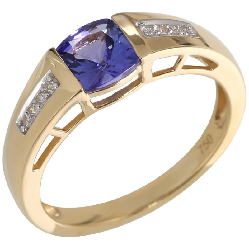 Brass relic ring-18Kt Yellow Gold Tanzanite and Diamond Ring