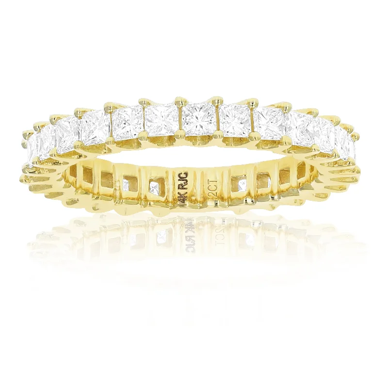 Micro shard ring-2 cttw Diamond Eternity Ring for Women, Princess Cut Diamond Wedding Band in 14K Yellow Gold Prong Set