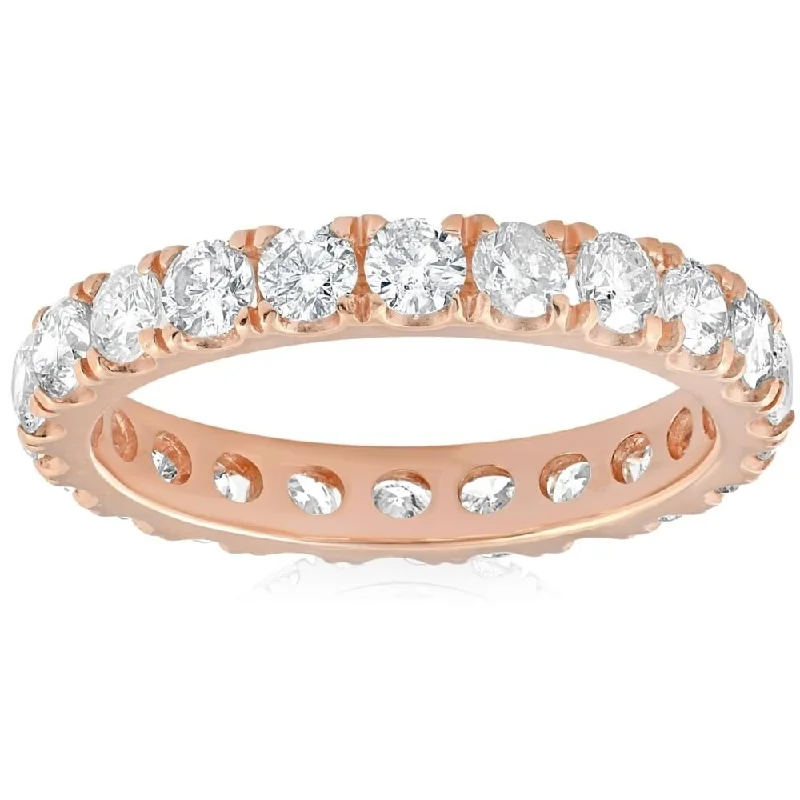 Shell splinter ring-2Ct Diamond Eternity Ring 14k Rose Gold U Prong Stackable Wedding Band