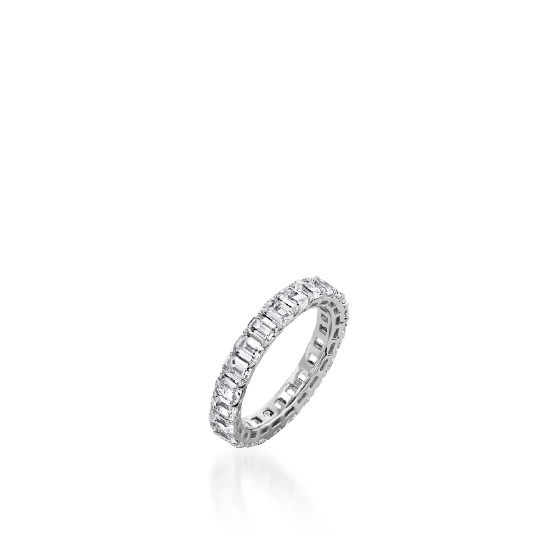 Wavy edge ring-3.5-Carat Emerald-Cut Natural Diamond Eternity Band