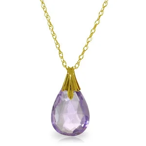 Ash bead necklace-3 Carat 14K Solid Yellow Gold Eternal Shine Amethyst Necklace