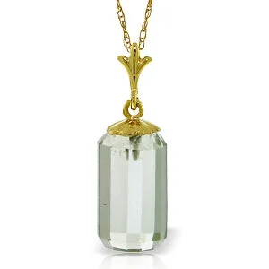 Ocean ridge necklace-4.5 Carat 14K Solid Yellow Gold Necklace Bullet Cut Green Amethyst