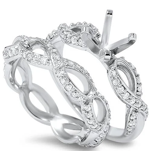 Coiled sprig ring-5/8ct Infinity Engagement Wedding Ring Semi Mount 14k White Gold