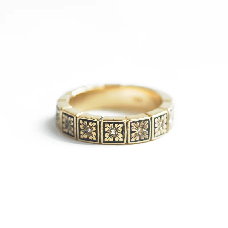 Faint shade ring-5mm Art Deco Engraved Notched Diamond Band Ring