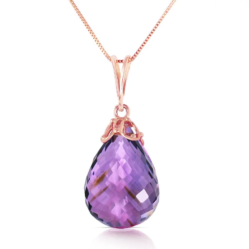 Oceanite jasper necklace-7 Carat 14K Solid Rose Gold Raindrop Amethyst Necklace