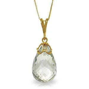 Lunar shine necklace-7 Carat 14K Solid Yellow Gold Engage Green Amethyst Necklace