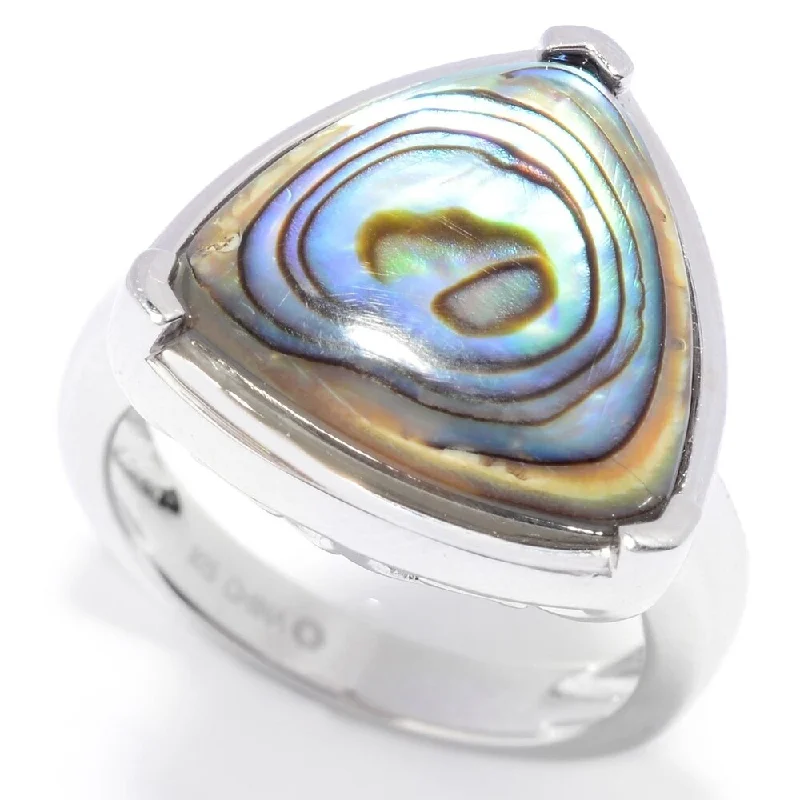 Raven black ring-925 Sterling Silver Abalone Solitaire Ring