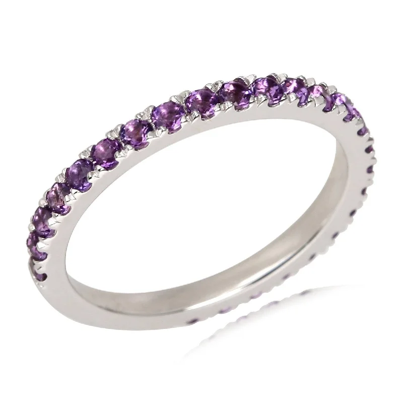 Daisy bloom ring-925 Sterling Silver African Amethyst Eternity Band Ring