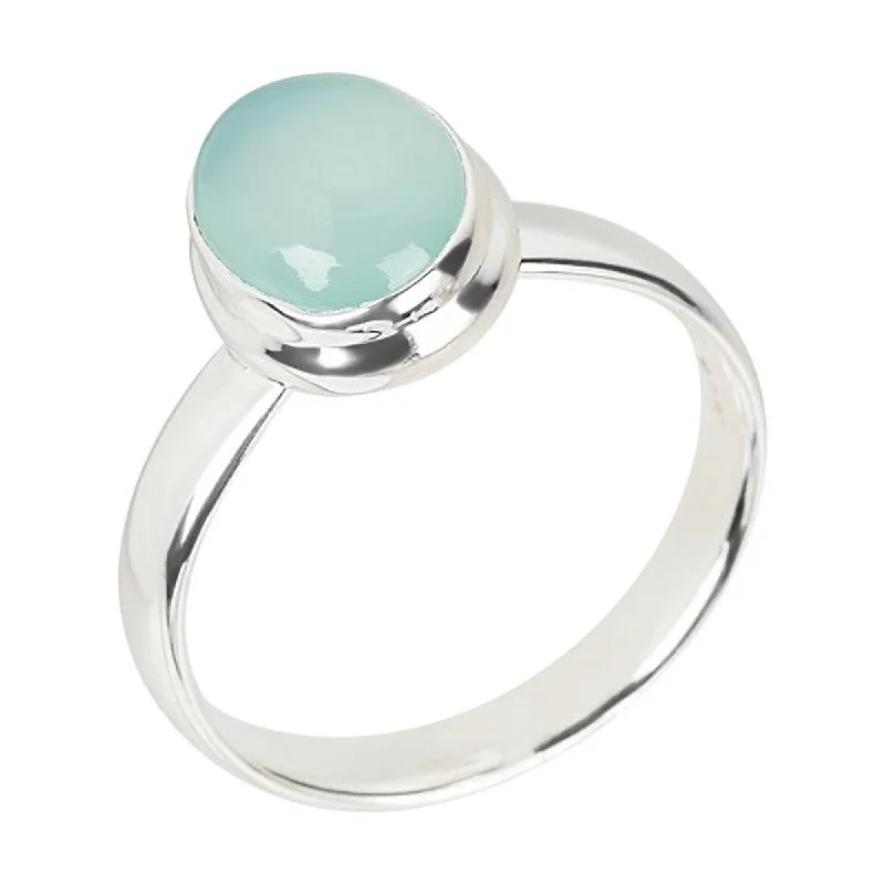 Bark splinter ring-925 Sterling Silver Aqua Chalcedony Gemstone Solitaire Ring