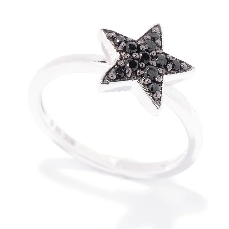 Pine husk ring-925 Sterling Silver Black Spinel Ring