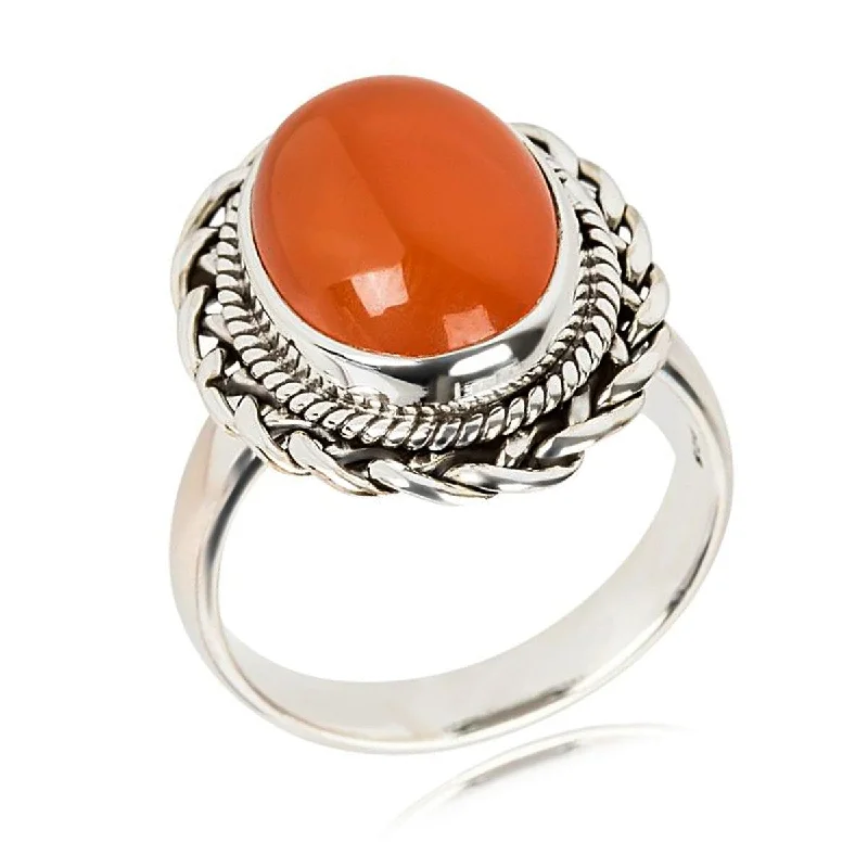 Brass relic ring-925 Sterling Silver Carnelian Gemstone Solitaire Ring