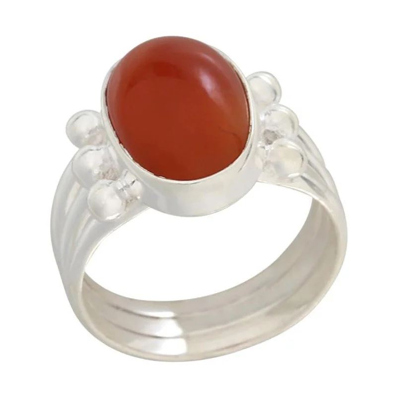 Pine husk ring-925 Sterling Silver Carnelian Solitaire Ring