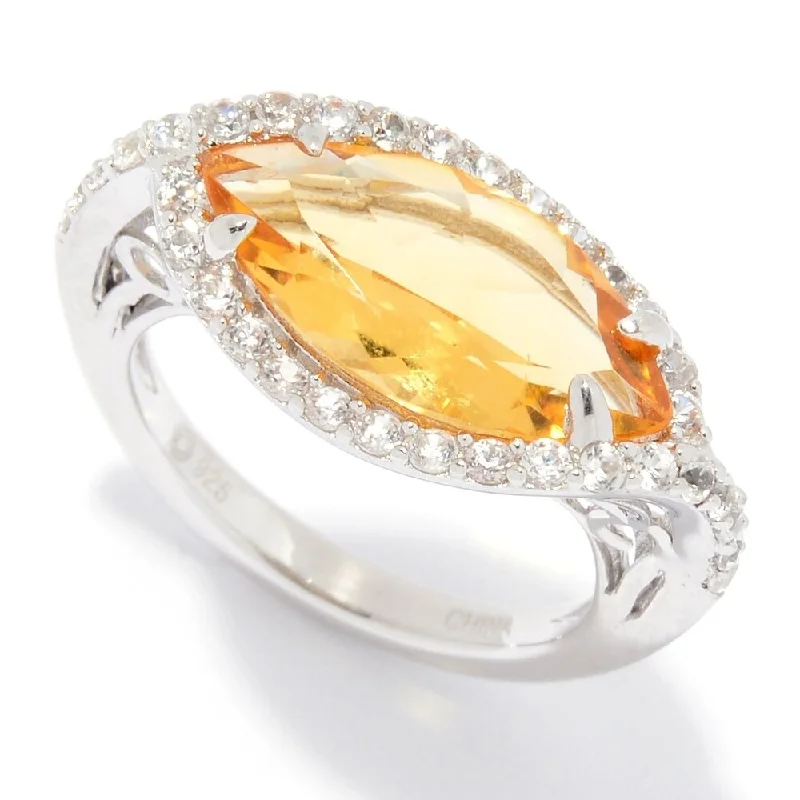 Yellow tiger eye ring-925 Sterling Silver Citrine and White Natural Zircon Ring