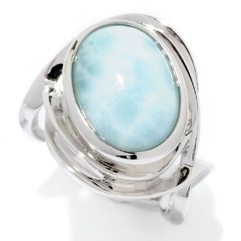 Plaited twist ring-925 Sterling Silver Larimar Ring