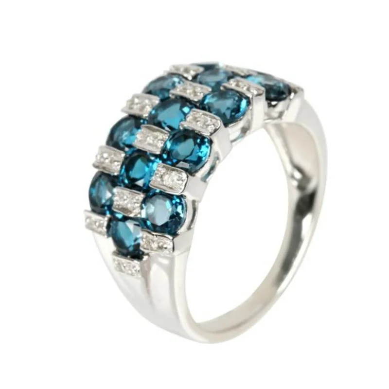 Kite opal ring-925 Sterling Silver London Blue Topaz and White Topaz Ring