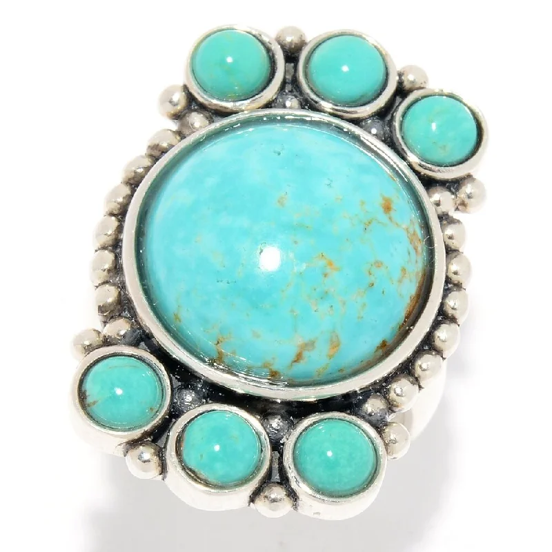 Birch wood ring-925 Sterling Silver Mine#8 Turquoise and Tyrone Turquoise Ring