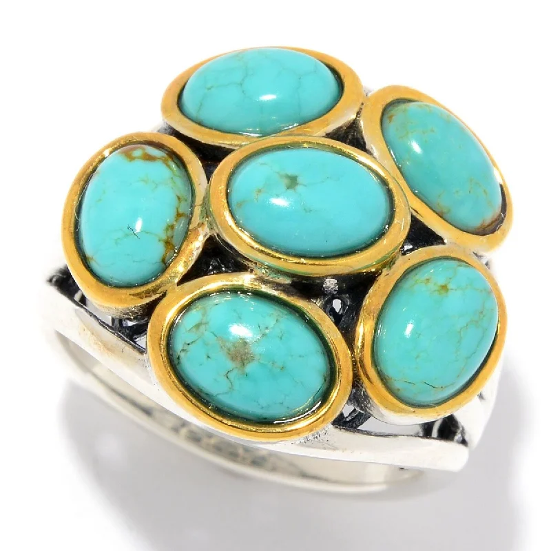 Carved ridge ring-925 Sterling Silver Mine#8 Turquoise Ring