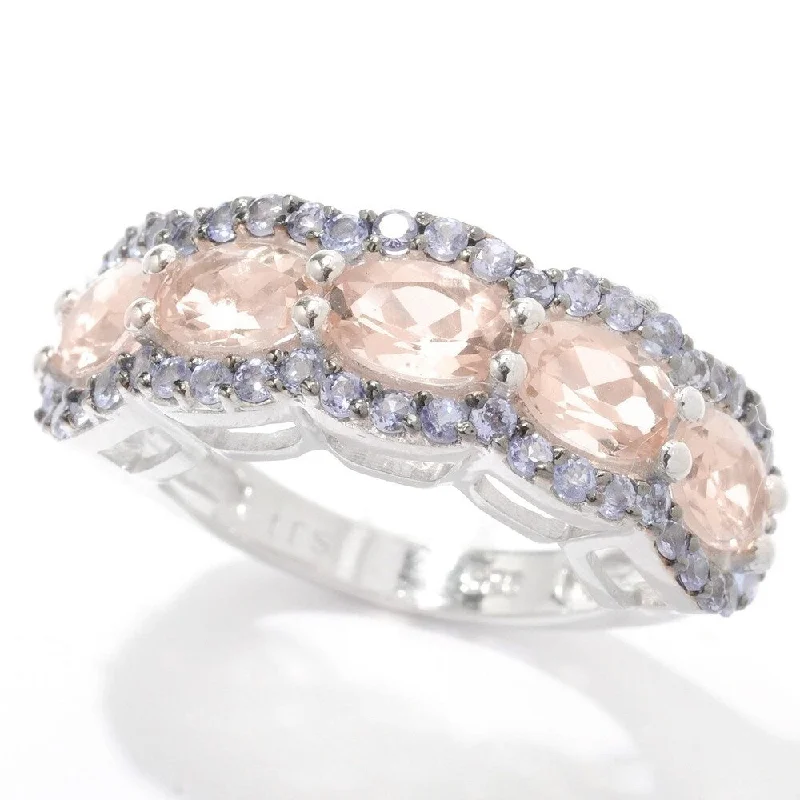 Iron cast ring-925 Sterling Silver Morganite and Tanzanite Ring