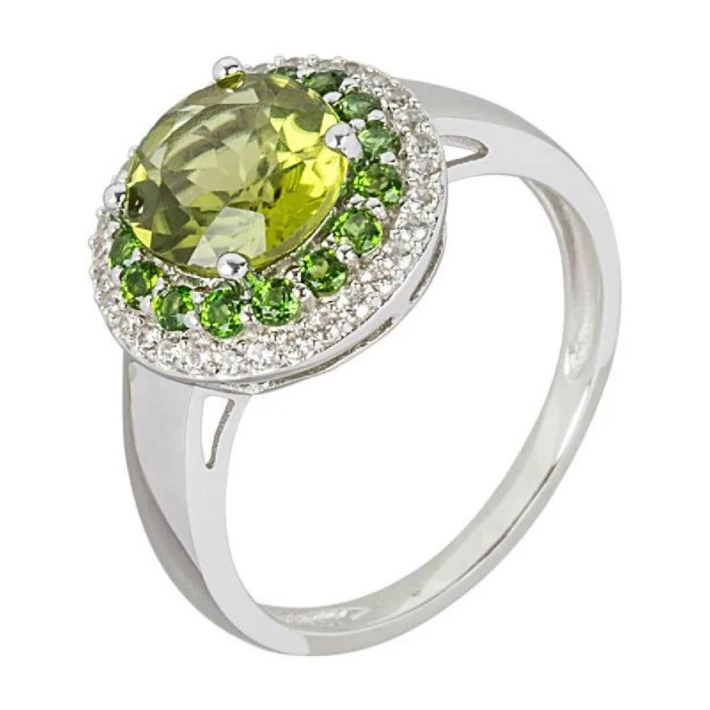 Grid mesh ring-925 Sterling Silver Peridot and Chrome Diopside Ring