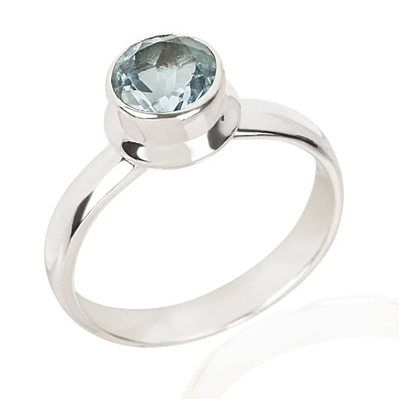 Overlaid layer ring-925 Sterling Silver Sky Blue Topaz Solitaire Ring