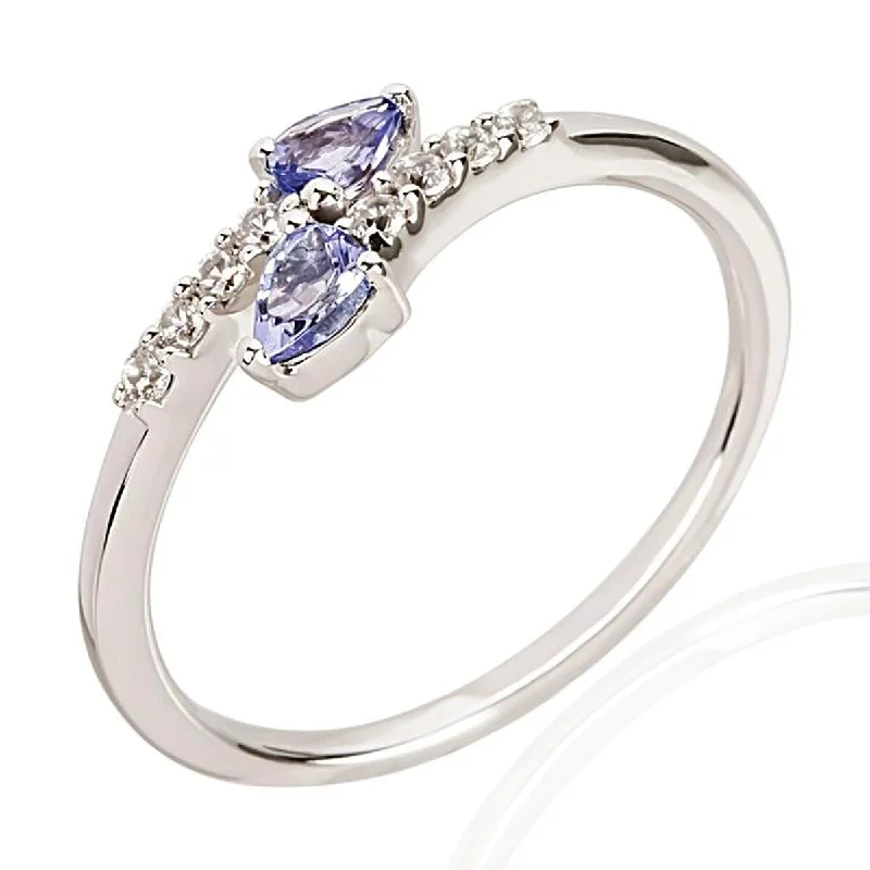 Antique twist ring-925 Sterling Silver Tanzanite Bypass Ring