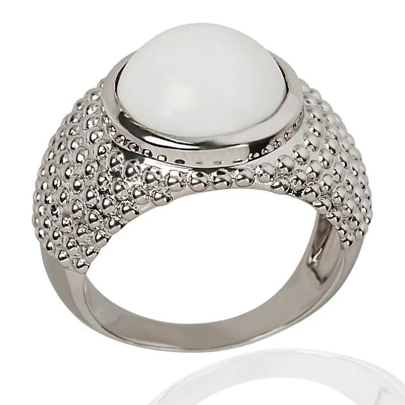 Lunar shine ring-925 Sterling Silver White Opal Classic Ring