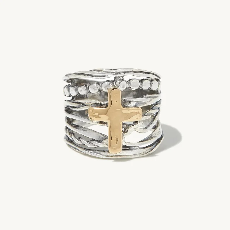 Tiered stone ring-Abby Cross Ring