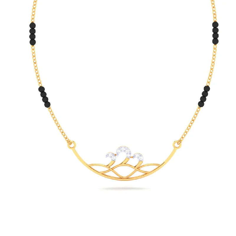 Jute braid necklace-Alluring Statement Diamond And 18k Gold Mangalsutra From P.c Chandra Jewellers