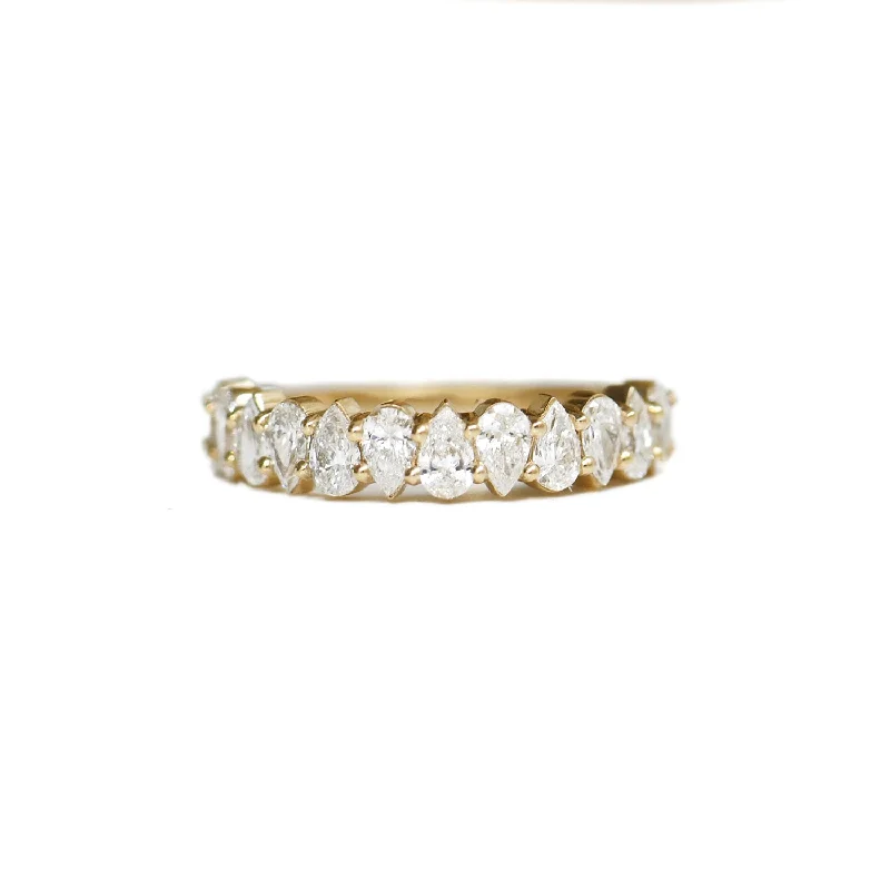 Seven-knot ring-Alternating Pear Diamond Mosaic Band