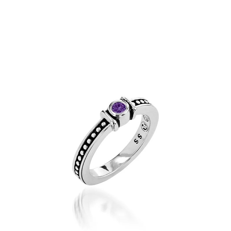 Nonagon gem ring-Antigua Birthstone Stack Ring