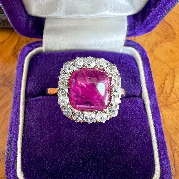 Sealed gem ring-Antique Burma Ruby & Diamond Ring, 3.82ct.