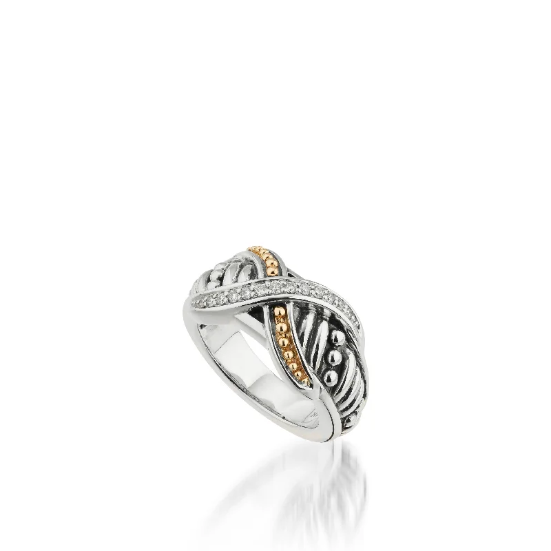 Apex gem ring-Apollo Curve Ring with Pave Diamonds