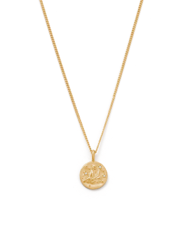 Root curl necklace-AQUARIUS PETITE ZODIAC NECKLACE (18K GOLD VERMEIL)