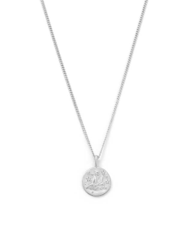 Tribal glyph necklace-AQUARIUS PETITE ZODIAC NECKLACE (STERLING SILVER)