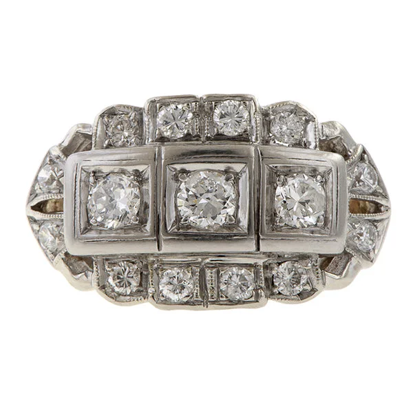 Snapped band ring-Art Deco Diamond Cluster Ring