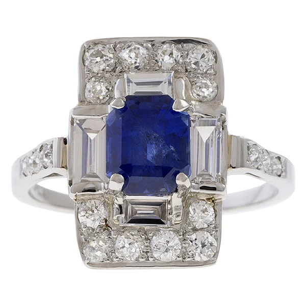 Silk band ring-Art Deco Sapphire & Diamond Dinner Ring