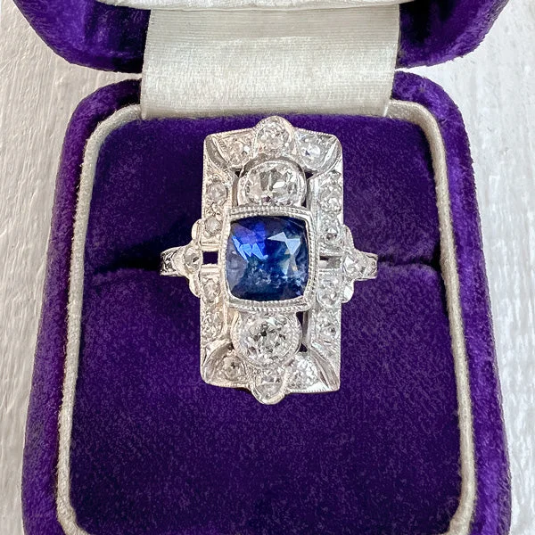 Summit ridge ring-Art Deco Sapphire & Diamond Ring