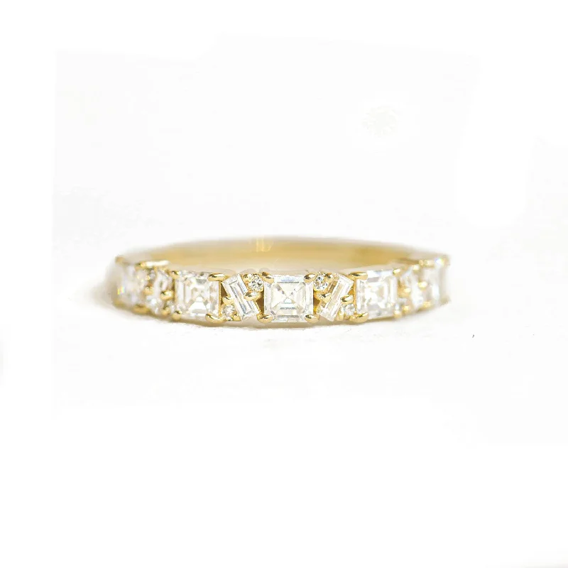 Tidal ripple ring-Asscher Cut Diamond Mosaic Confetti Band