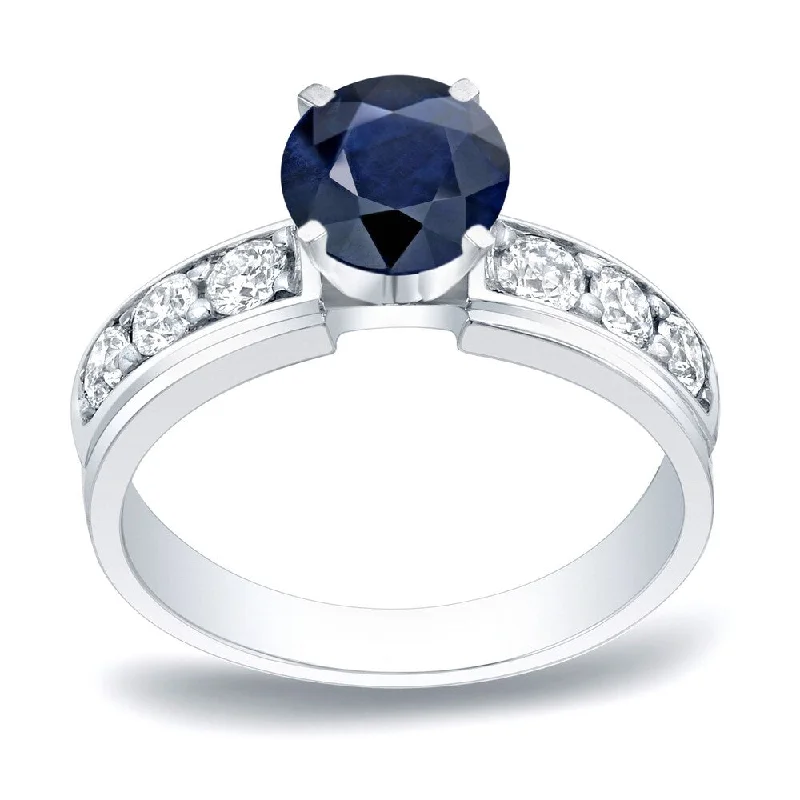 Orbit swirl ring-Auriya 14k Gold 1/2ct Round Sapphire and Diamond Engagement Ring 1/2ctw