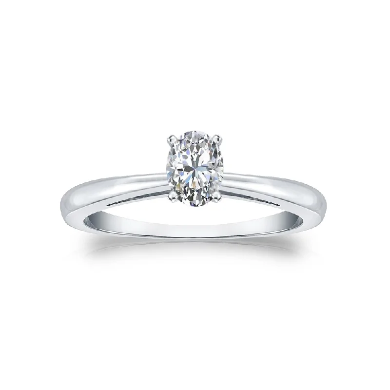 Crimped rim ring-Auriya 14k Gold 1/3ctw Oval-cut Solitaire Diamond Engagement Ring (G-H, VS1-VS2)