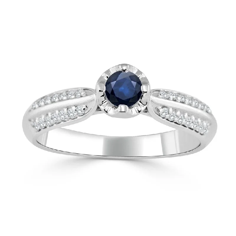 Sharp edge ring-Auriya 14K Gold 1/5ct Blue Sapphire and 1/7ct TDW Diamond Engagement Ring