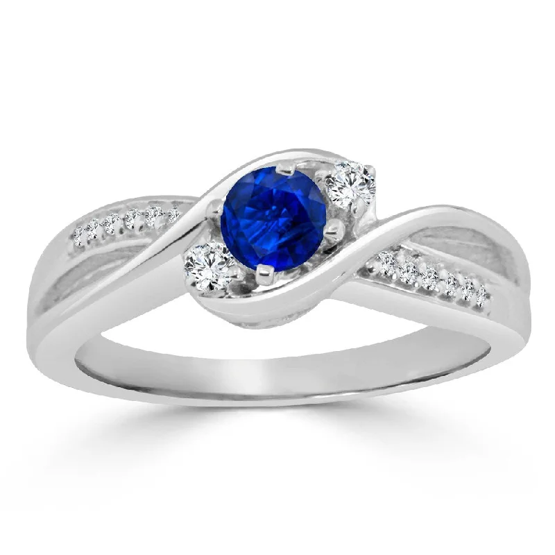 Root curl ring-Auriya 14k Gold 2/5ct Sapphire 3-Stone Diamond Engagement Ring 1/10cttw (H-I, I1-I2)