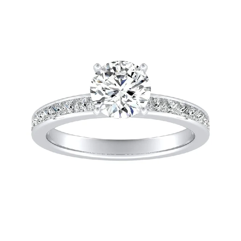 Iron cast ring-Auriya 14k Gold Classic 1ct Moissanite and Diamond Engagement Ring 1/2ctw