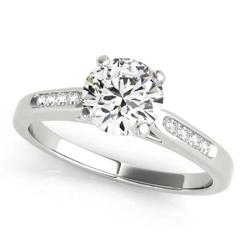 Mystic glow ring-Auriya 14k Gold Classic 4ct Round Moissanite and Diamond Engagement Ring 1/10ctw