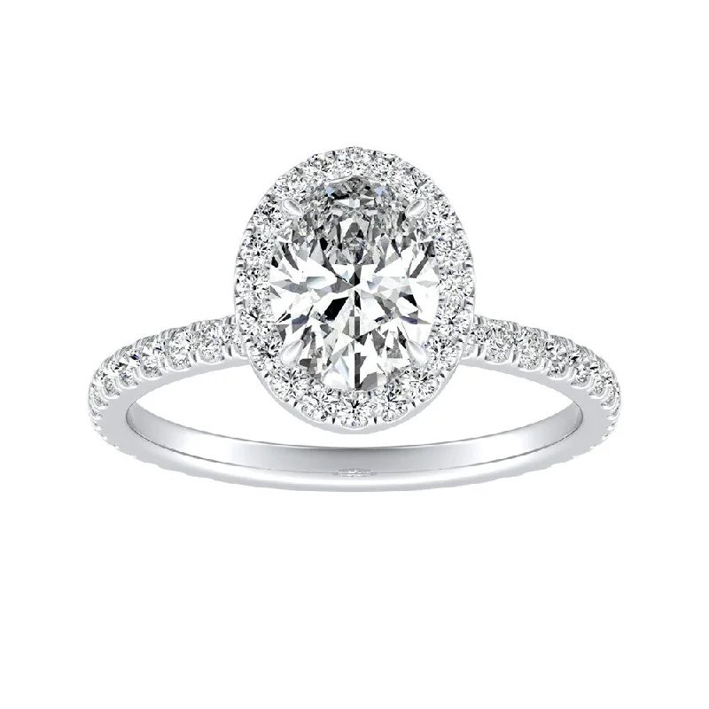 Seven-knot ring-Auriya 18k Gold 1 5/8ctw Oval-cut Halo Diamond Engagement Ring (H-I, SI1-SI2)