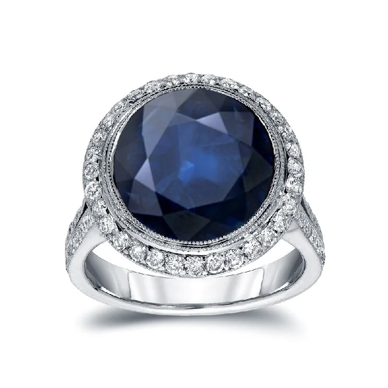 Hazy quartz ring-Auriya 5 Carat Blue Sapphire and 3/4ctw Halo Diamond Engagement Ring 14k Gold