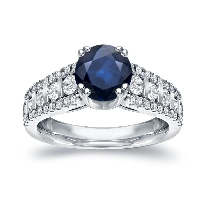 Ash bead ring-Auriya Modern 1 1/4ct Sapphire and 3/4cttw Diamond Engagement Ring 14k White Gold (H-I, I1-I2)