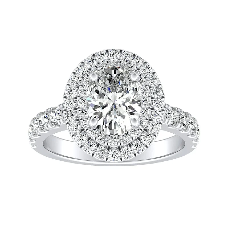 Folk weave ring-Auriya Platinum 1 3/4ctw Oval-cut Halo Diamond Engagement Ring (I-J, I1-I2)