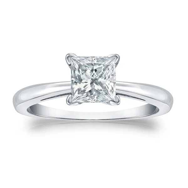 Slotted vent ring-Auriya Platinum GIA Certified 2 1/4-Carat TDW Princess-Cut Solitaire Diamond Engagement Ring